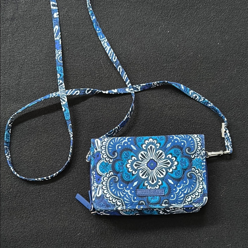 Vera Bradley All in One Blue Tapestry Paisley Crossbody Bag